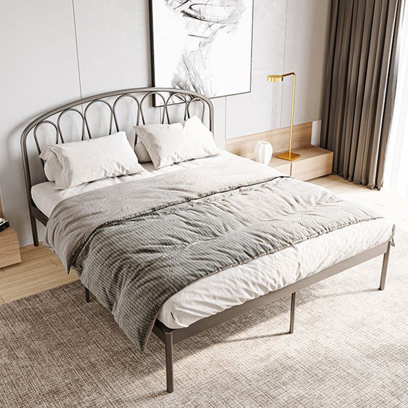 Glam Open-Frame Bed with Arched Headboard, 48" Tall Metal Bed