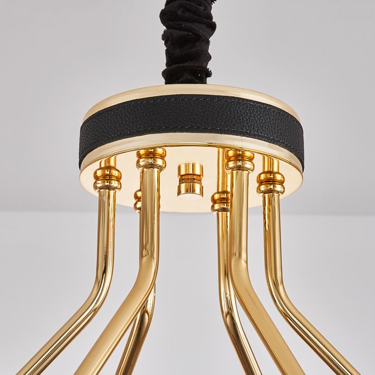 Contemporary Chandelier Light Fixture K9 Crystal Pendant Chandelier in Black