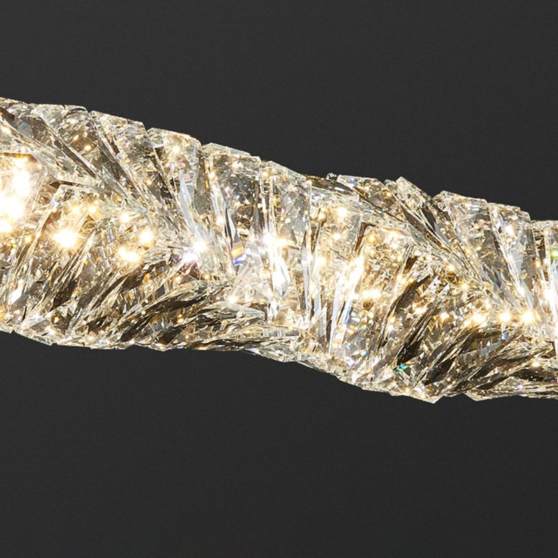 LED Crystal Ceiling Pendant Fixture Cylinder Kitchen Island Light in Gold / Sliver