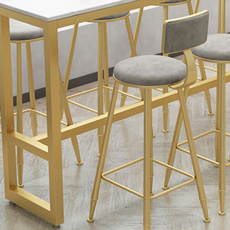 Modern Bar-height Table FauxMarble Top Bistro Bar Table with Metal Base