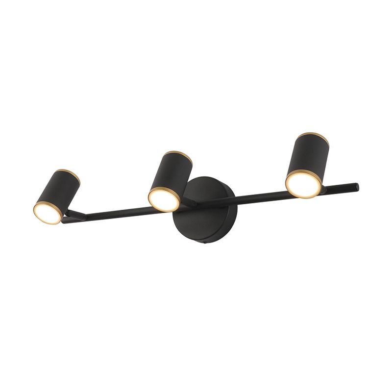 Black/White Cylinder Vanity Lighting with Linear Design Contemporary Led Metal Wall Vanity Lamp in White/Warm Light