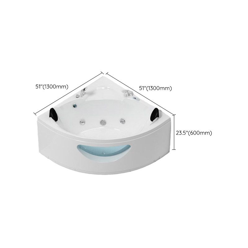 Contemporary Acrylic Corner Bath Tub White Tub with Internal Drain