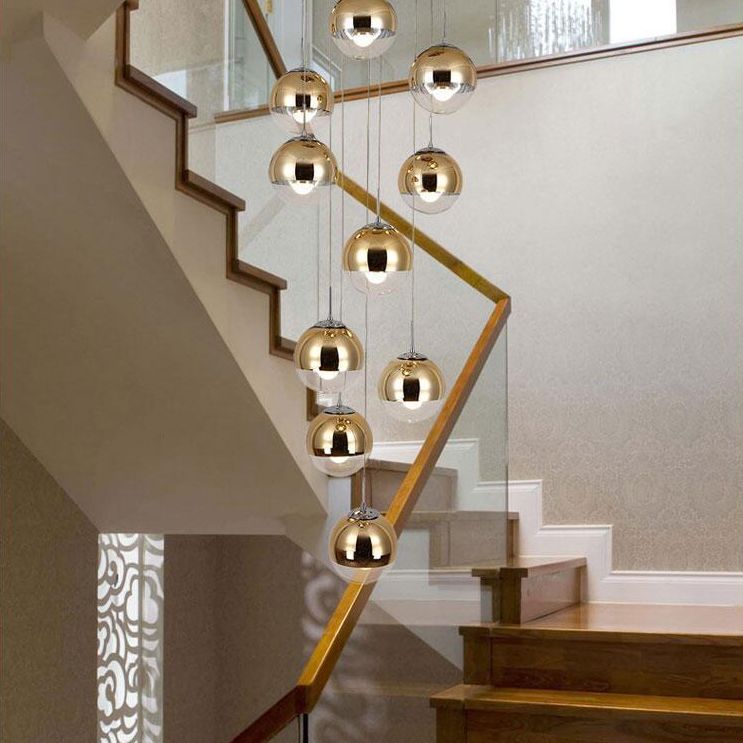 Luz de colgante de clúster de Chrome Postmodern 10 luces Lámpara de techo de vidrio transparente para dúplex