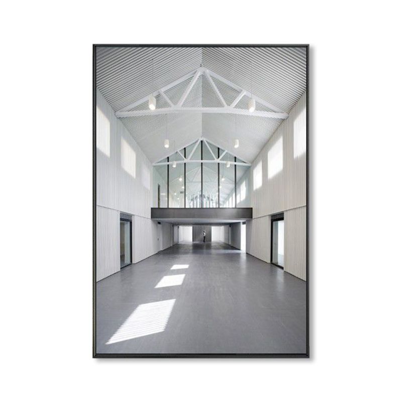 Photo Hallway Canvas Contemporary Style Building Painting in Light Color for Study Room