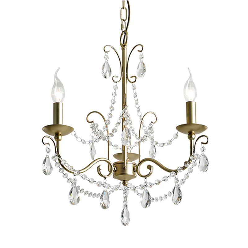 American Rustic Style Chandelier Light with Clear Crystal Drops Multi-lights Vintage Dining Room Lighting Fixture