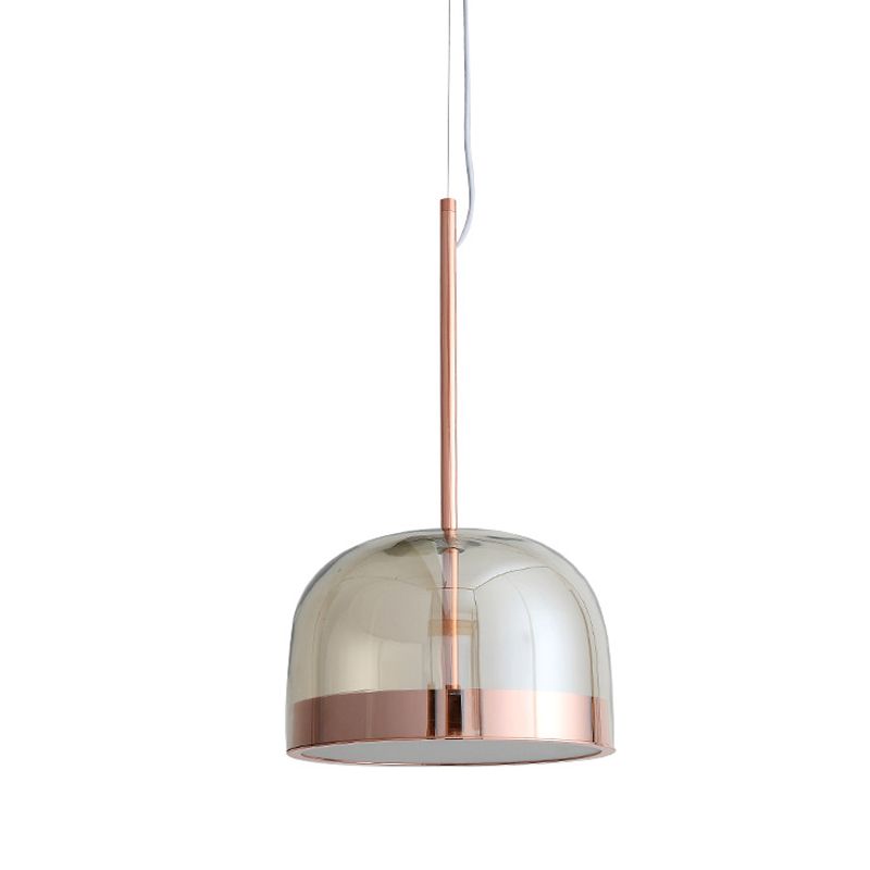 Luz de techo colgante de cúpula de vidrio transparente Postmoderno 1 Cabezal Cobre Copper Kit de luz