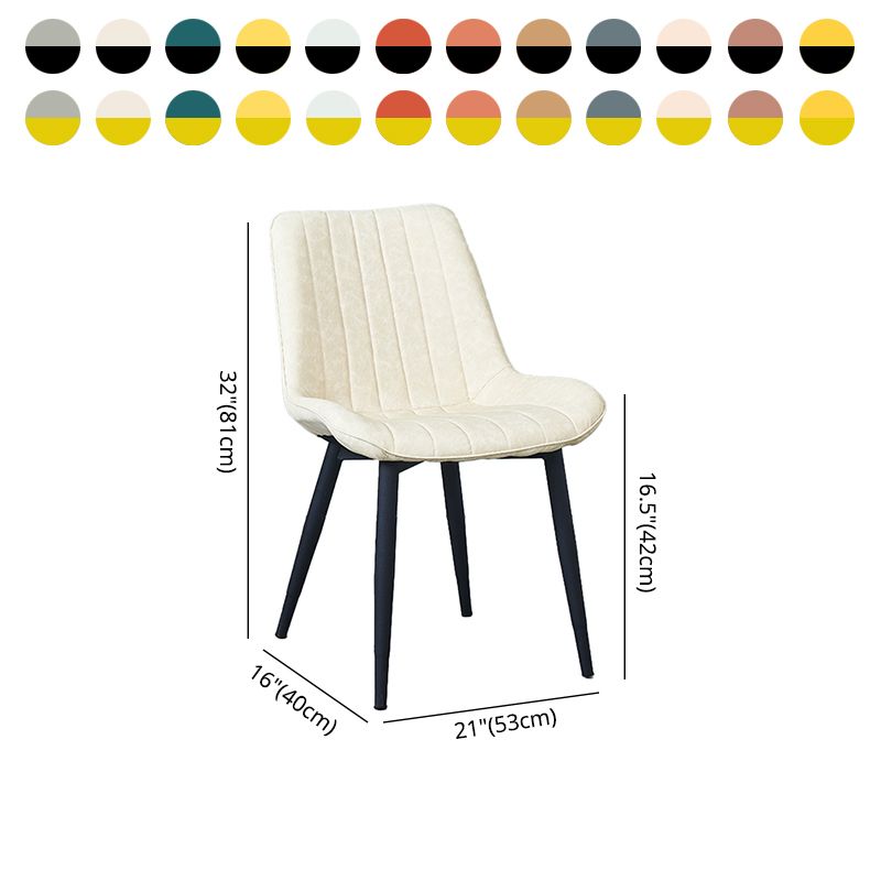 Silla lateral escandinava interior Silla de comedor con respaldo sólido tapizada de metal