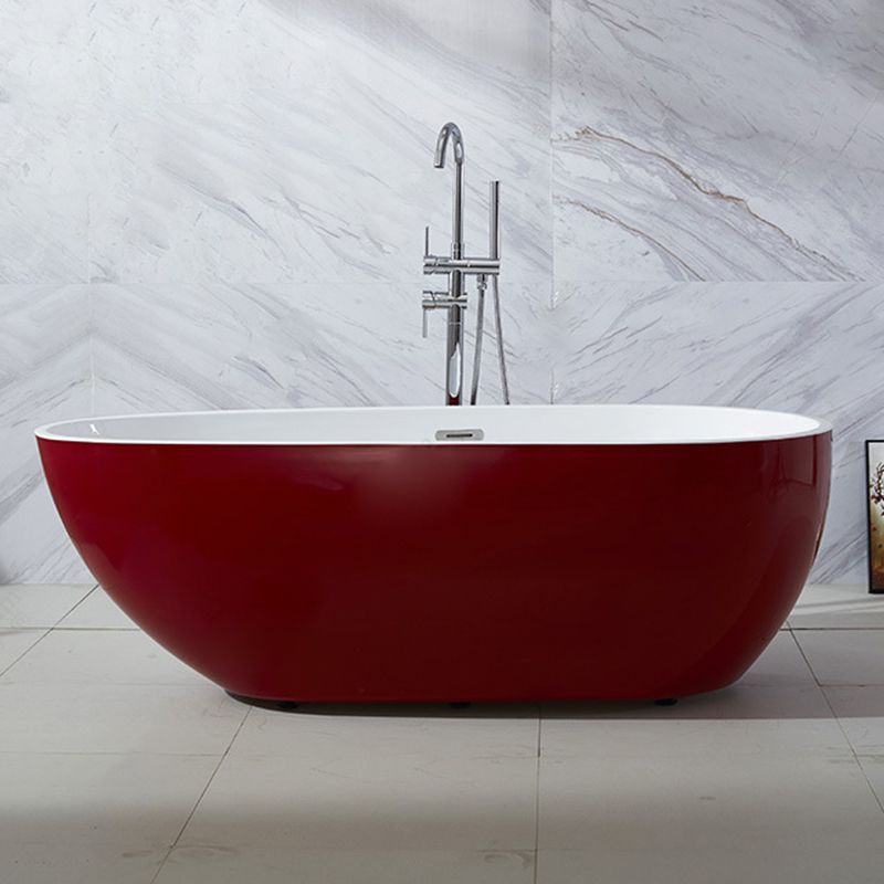 Modern Soaking Bathtub Oval with Drain Acrylic Freestanding Bath Tub