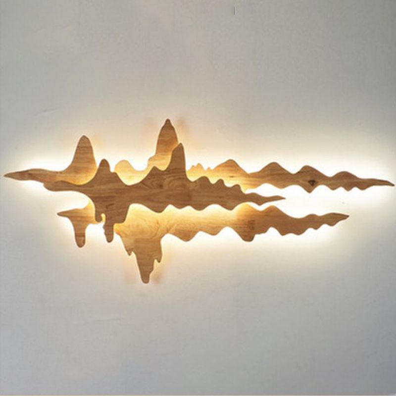 Modern Style Wall Mount Light 1-Light LED Wall Sconce Light with Wooden Shade for Bedroom