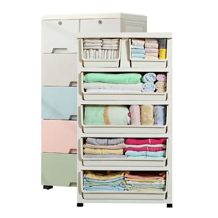 Contemporary Storage Cabinet with Legs Plastic Non-Hanging Armoire