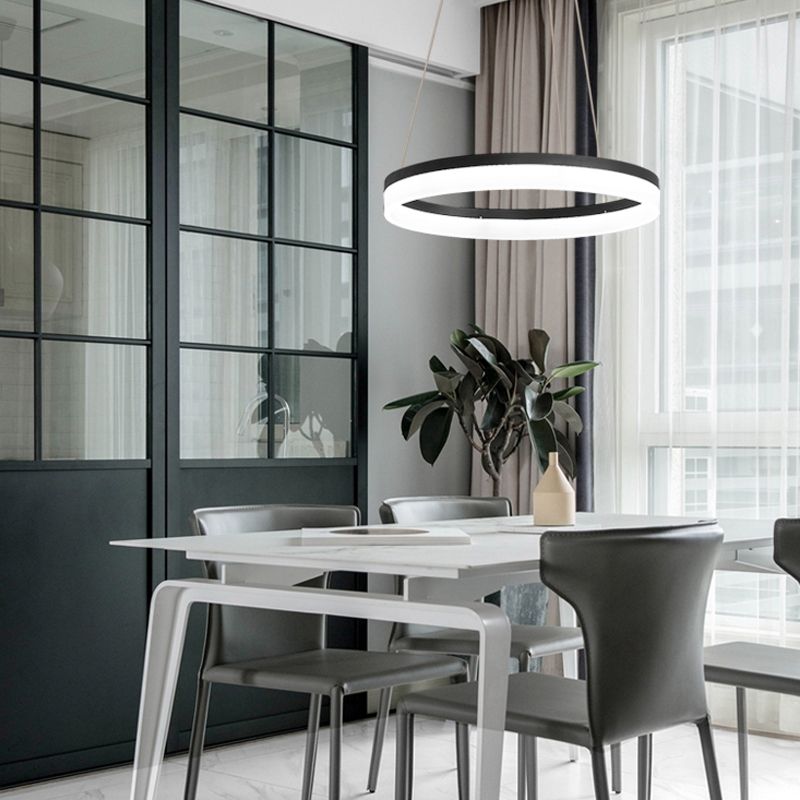 Single Tier Pendant Light Fixture Modern Circular Chandelier Lighting