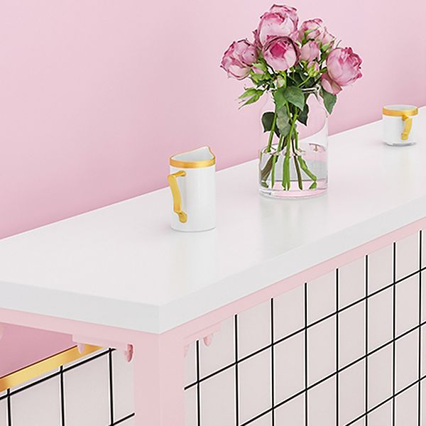 Glam 1/5 Pieces Bar Table Set Rectangle Stone Counter Table with High Stools