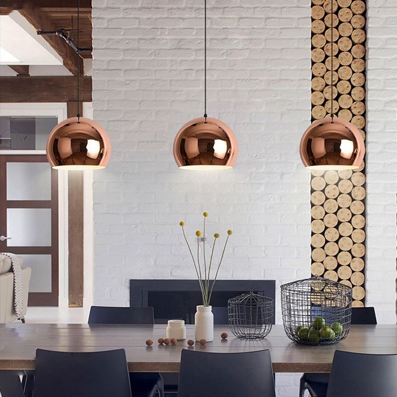 Metal Shaded Pendant Light Kit Modern Rose Gold Hanging Light Fixture for Dinning Room