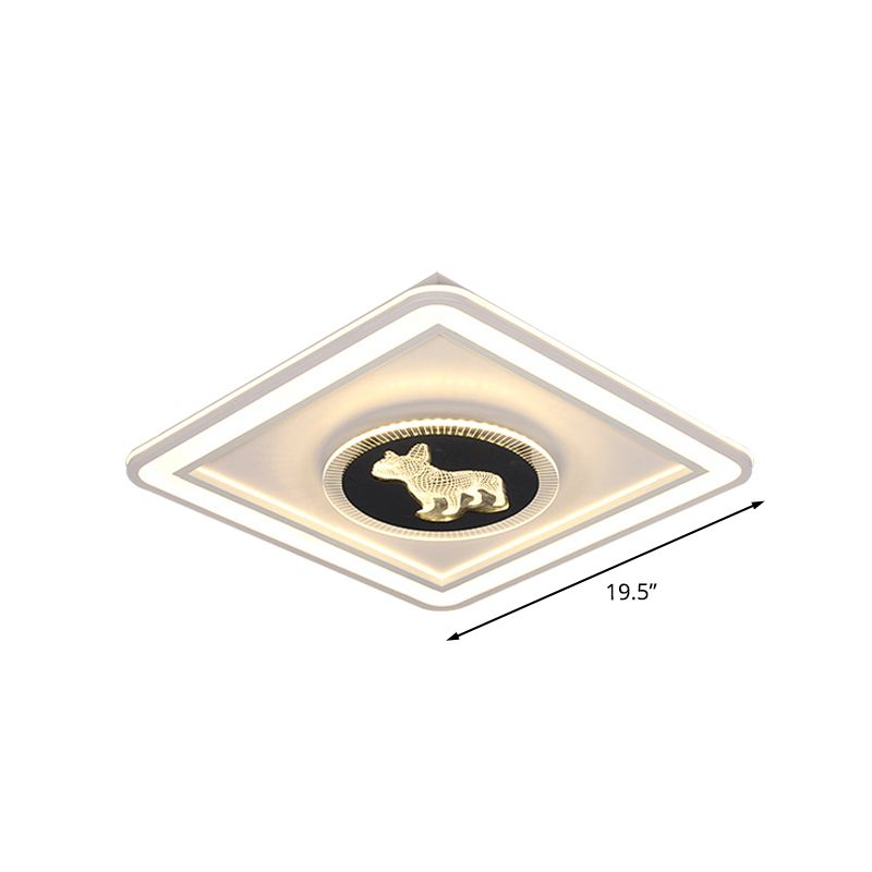 Lampada da incasso quadrata/rotonda Lampada da incasso a LED in acrilico nordico per camera da letto con motivo animale in bianco e nero