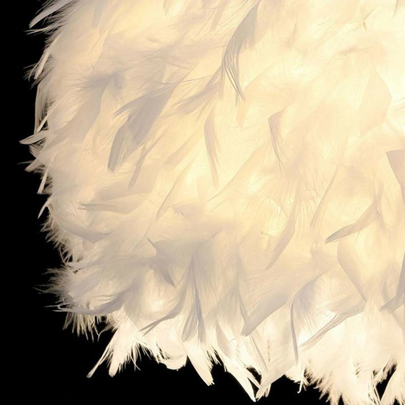 Cylindrical Feather Drop Pendant Minimalist 1-Light White Hanging Light for Dining Room