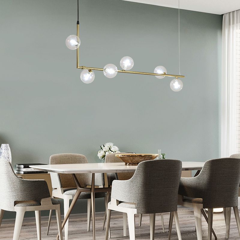 Globe Dinning Room Island Pendant Light Glass Minimalist Island Lighting Fixture
