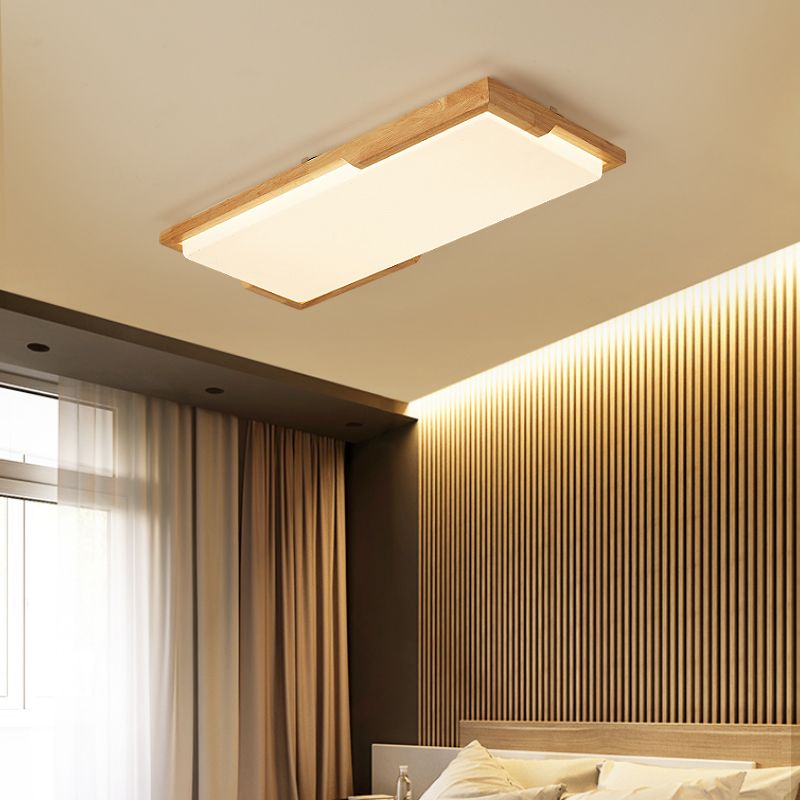 Plafonnier LED moderne en bois, luminaire de plafond encastré pour le salon