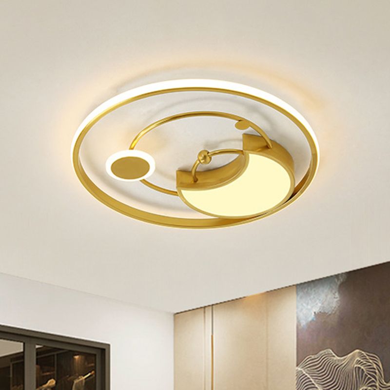 Acryl Mond und Ring Flushmount Lampe Nordische Stil LED Flush Licht-Armatur in Gold