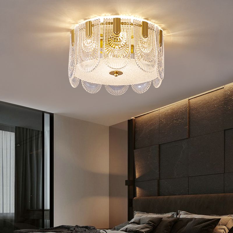 Iluminación de techo de montaje empotrado simple Lámpara de techo de vidrio contemporánea en oro