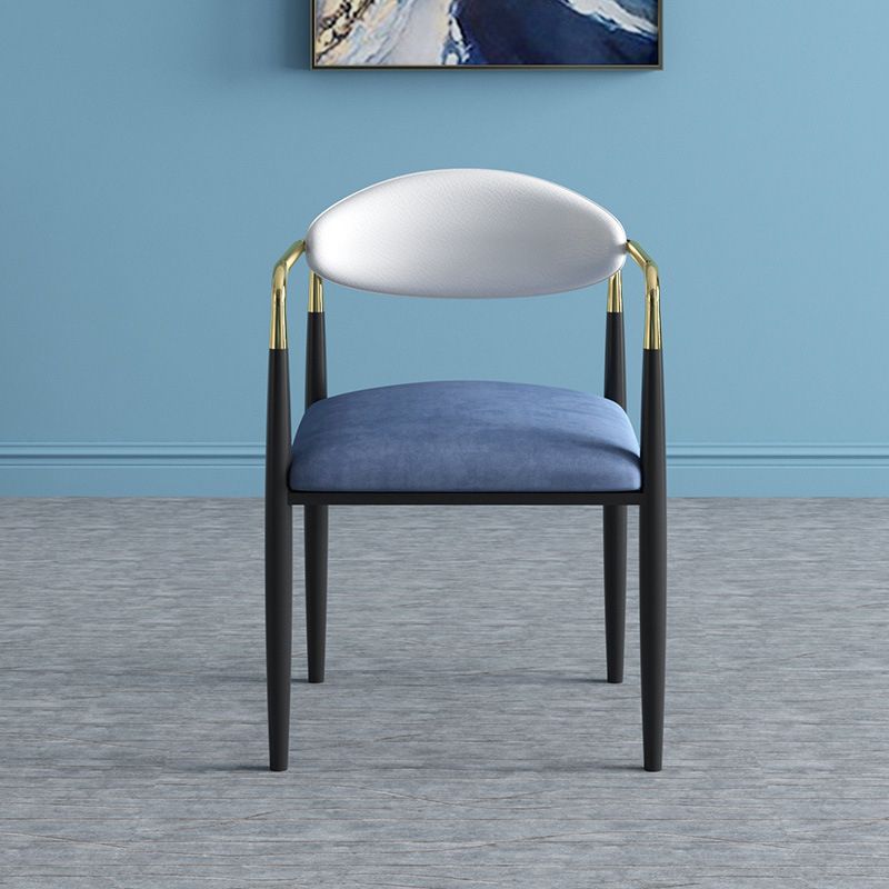 Glam Arm Chair Metal Legs Open Back Dining Chair for Home Use