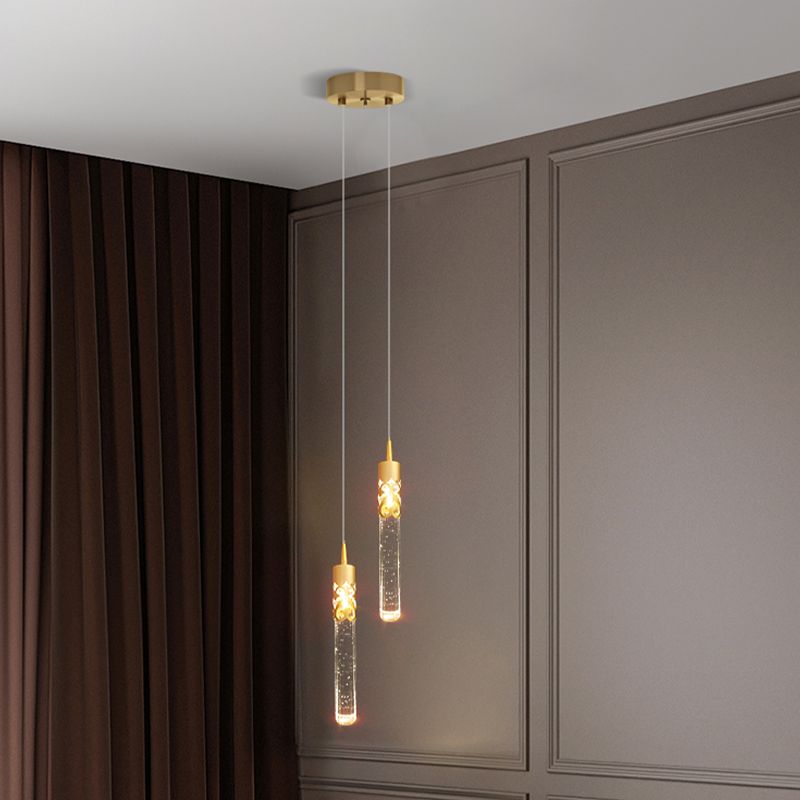 Metall hängende Licht mit klarer Kristallfarbton -Einfachheit Anhänger Beleuchtung für Schlafzimmer