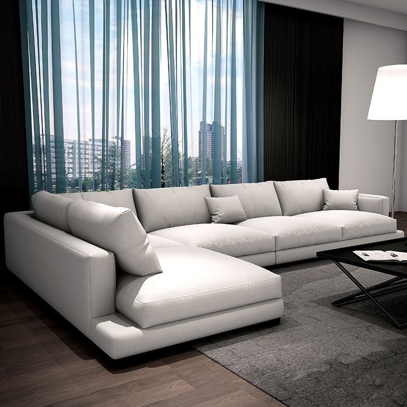 Square Arm Sectional for Living Room with Pillowed Back Cushions