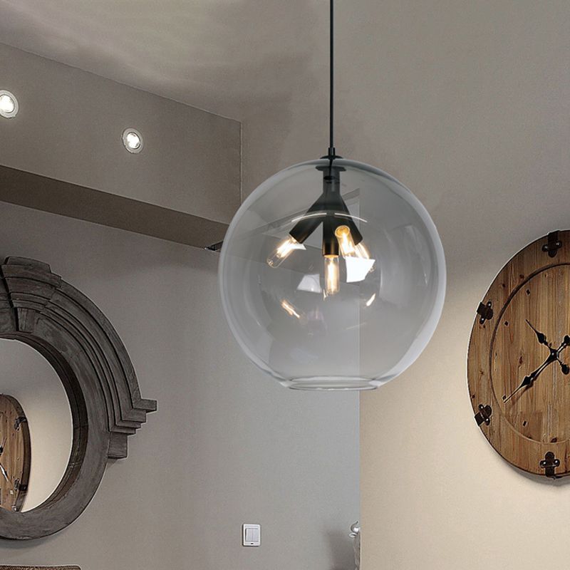 Zwart/gouden afwerking Globe hangende hangers triple head modern helder glas mini -kroonluchter