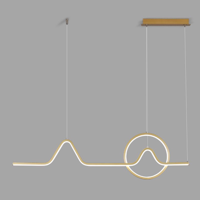 Moderner Stil linearer Form Island Leuchten Metall Zwei Lichtheizenbeleuchtung