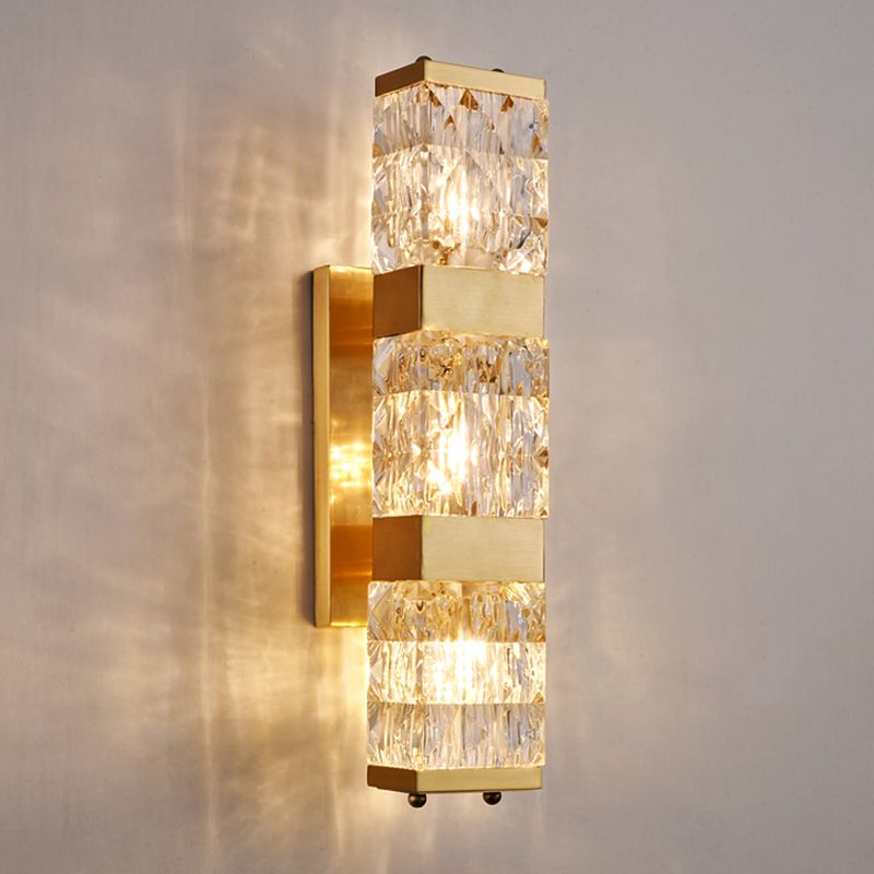 Dicrime de pared LED rectangular dorada en moderna luz de pared interior de cobre estilo lujo con sombra de cristal