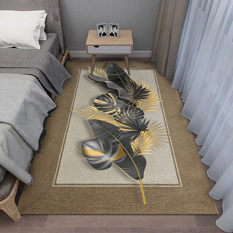 Contemporary Plant Rug Area Carpet Anti-Slip Washable Rug for Living Room