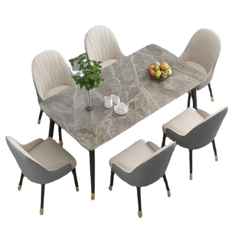 1/2/5/7 Pieces Nordic Dining Set Rectangle Stone Dining Table for Dining Room