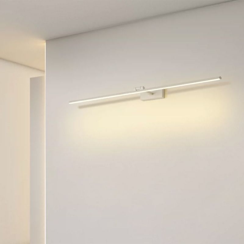 1-Light Linear Wall Sconce Modern Simple Style Mirror Wall Lighting in White