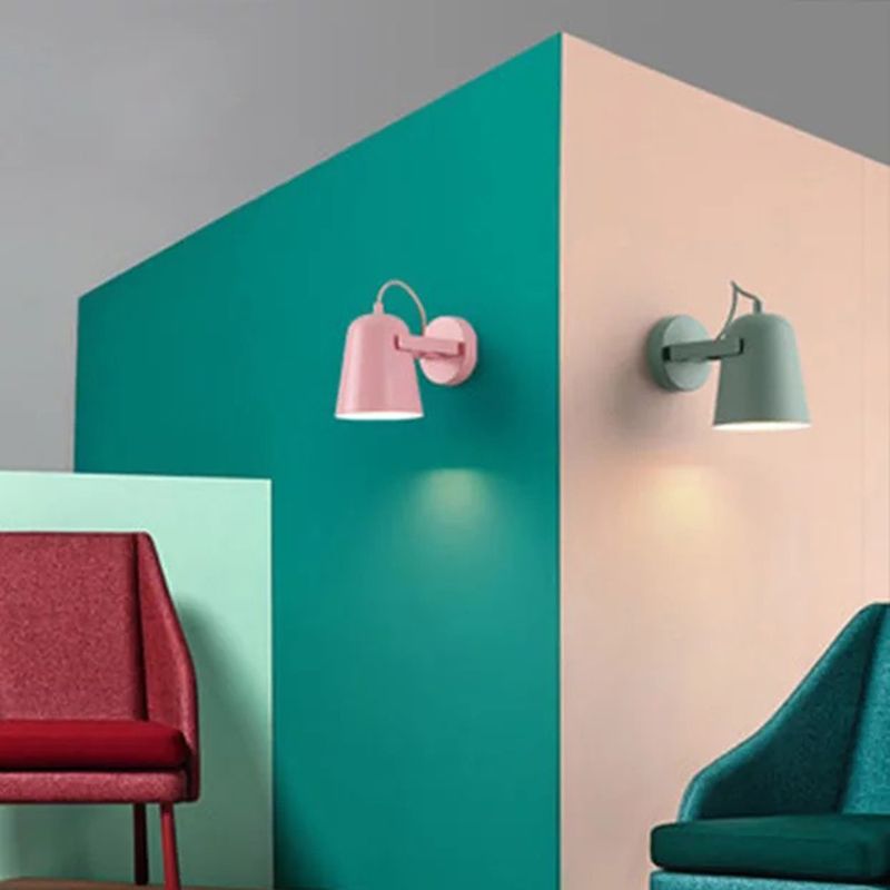 Nordic 1-Light Wall Sconce Bell Rotatable Wall Mount Light Fixture with Iron Shade for Living Room