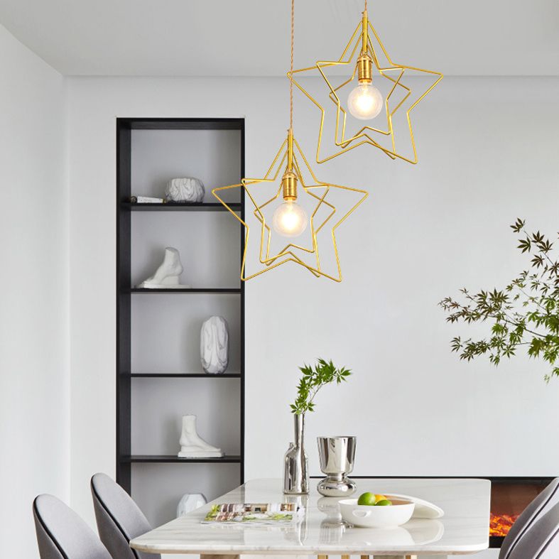 Comedor geométrico Luz de lámpara colgante de estilo loft techo colgante de oro de metal