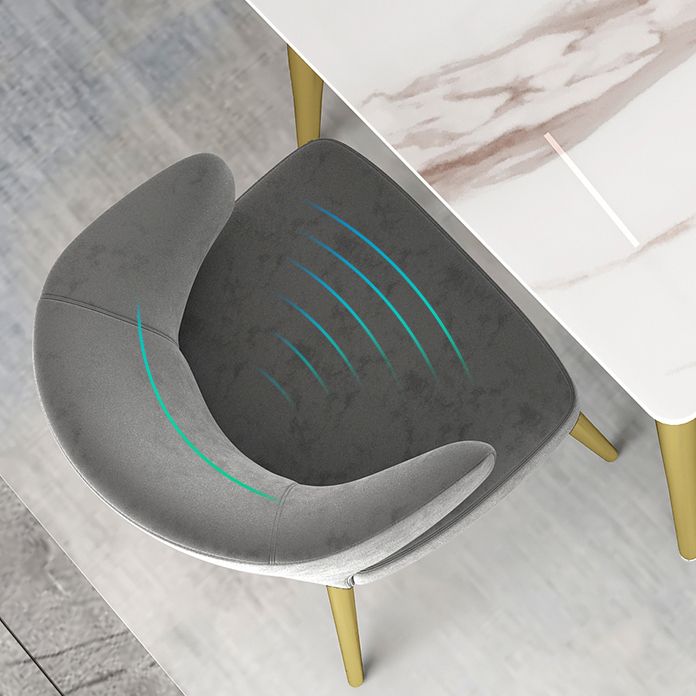 Modern Rectangle Dining Set 1/2/5 Pieces Stone Top Indoor Dinette Set with Gold Base