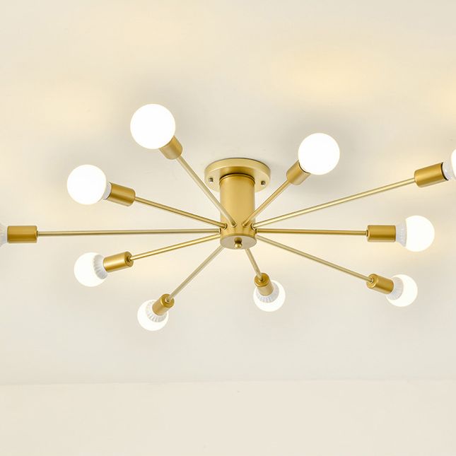 Luz de montaje de techo lámpara de lámpara de estilo loft bulbo de metal expuesto semi iluminación de montaje