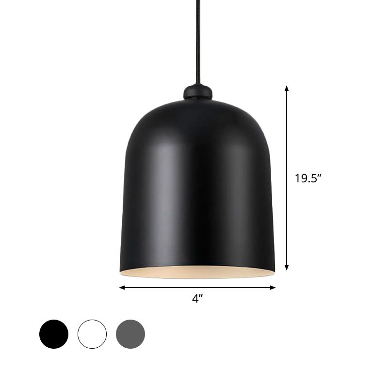 Black/White/Grey Moveable Dome Pendant Nordic 1 Bulb Metal Ceiling Suspension Lamp for Dining Room