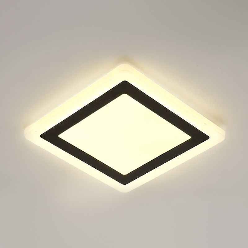 Plafonnier LED de forme carrée en fer moderne, 1 lumière, montage encastré pour allée et balcon