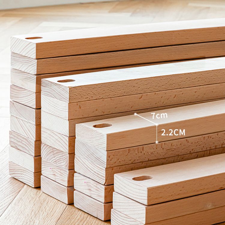 41.33" Height Solid Wood Standard Bed in Natural with Rectangle Headboard