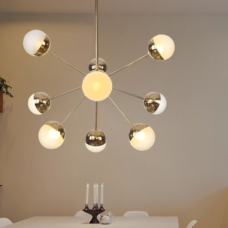 Semi-encastré Globe pour salle à manger, verre blanc/transparent/gris fumée, 9/12/15 lumières, luminaire semi-encastré contemporain en cuivre/chrome/or