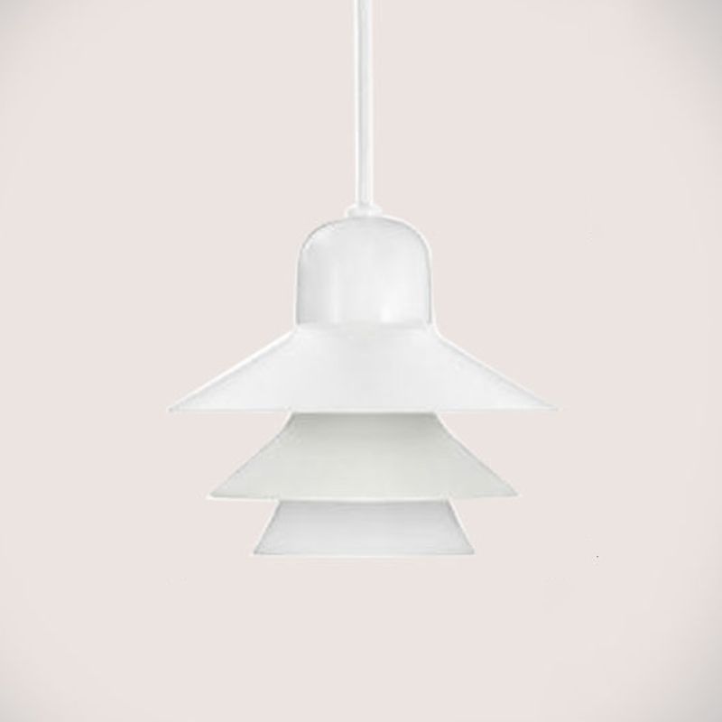 Layered Restaurant Pendant Lamp Metallic Single-Bulb Macaron Hanging Light