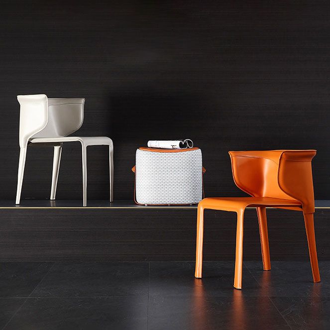 Leather Dining Chair Minimalist Style Wingback Armless Dining Chair