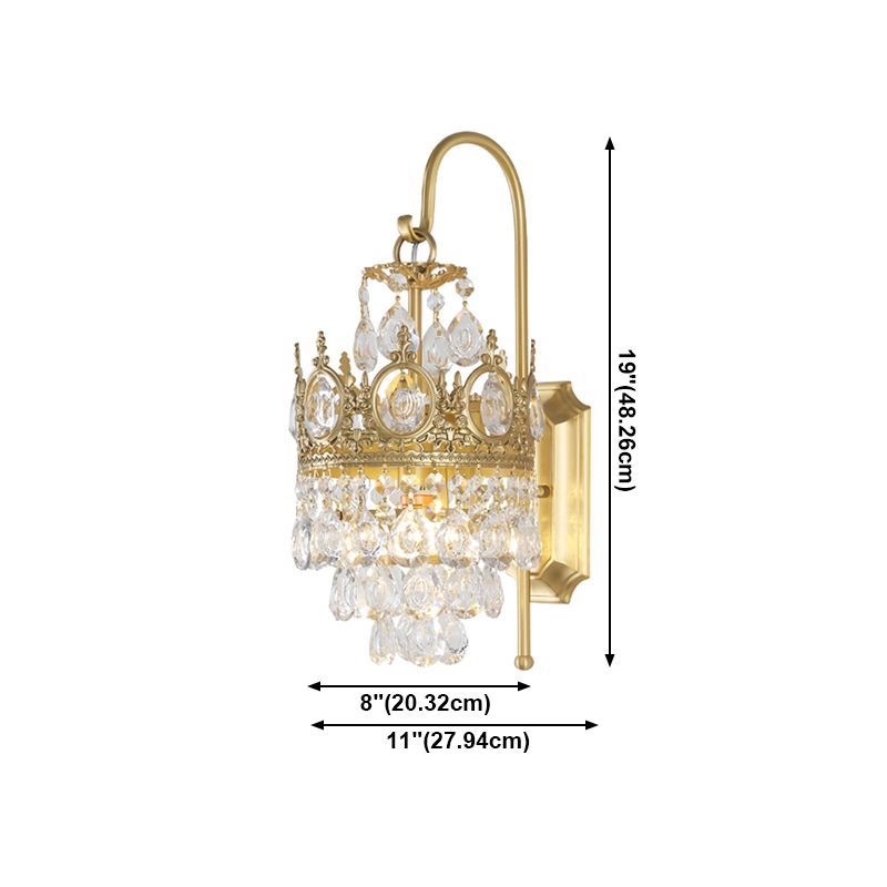 Contemporary Style Geometric Wall Light Crystal Shade Sconce Lamp for Bedroom