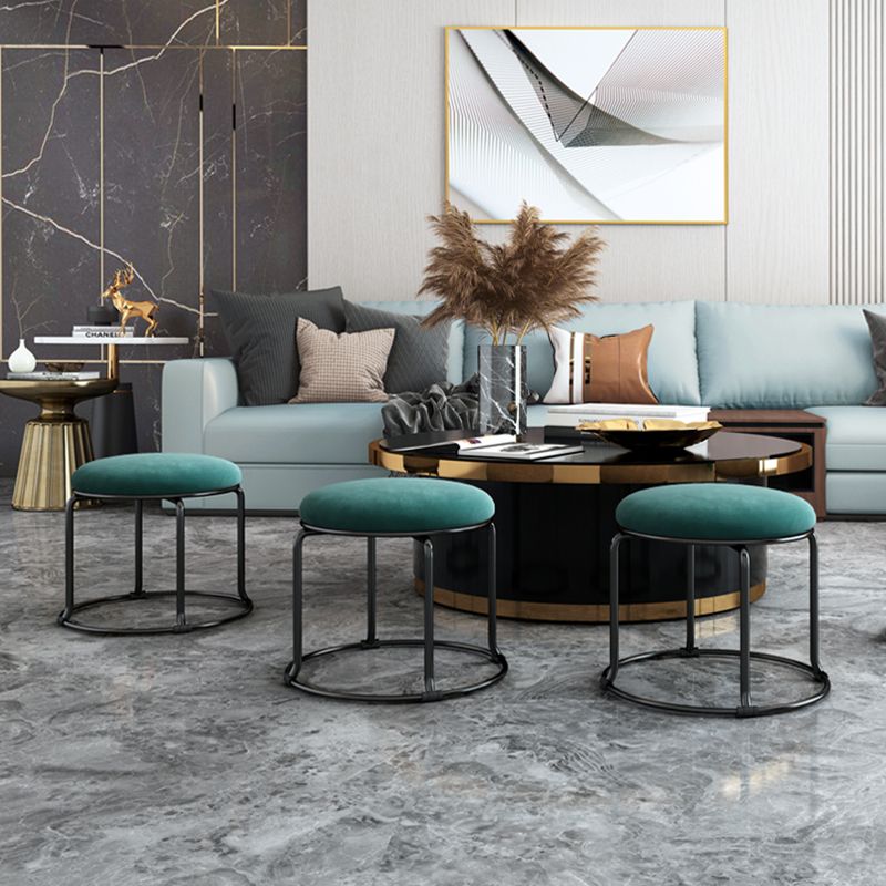 Glam Velvet Chair Ottoman Cylinder Shape Metal Frame Mildew Resistant Ottoman Stool