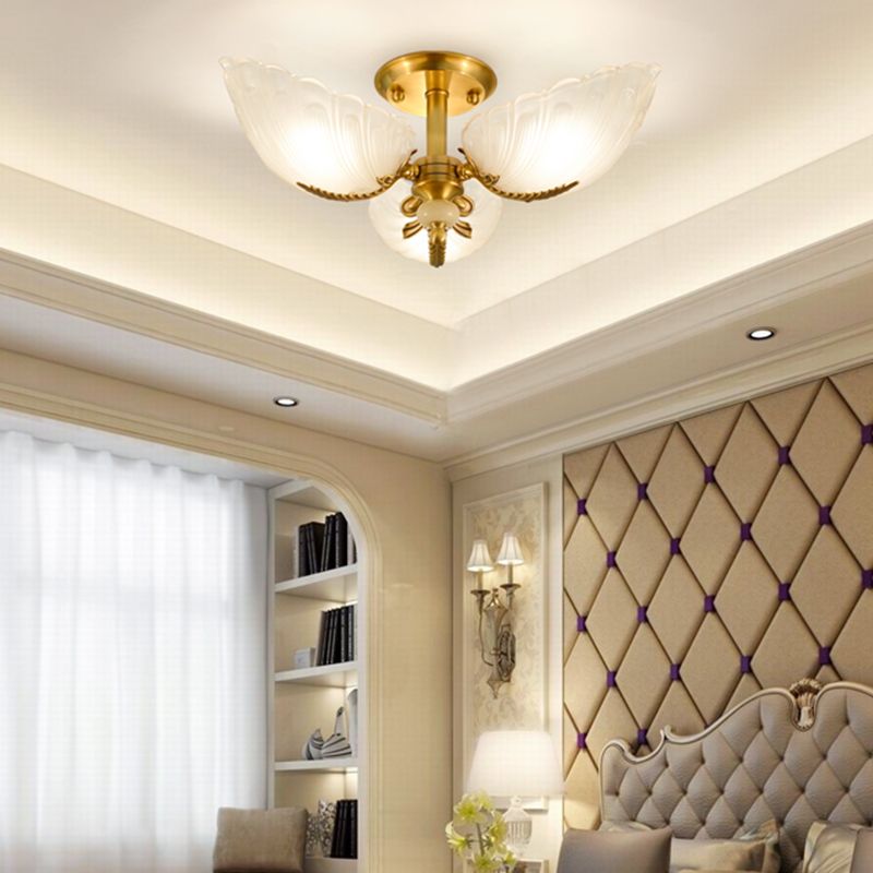Lampada da soffitto in vetro con montaggio a semi-incasso Lampada da soffitto in ottone stile moderno