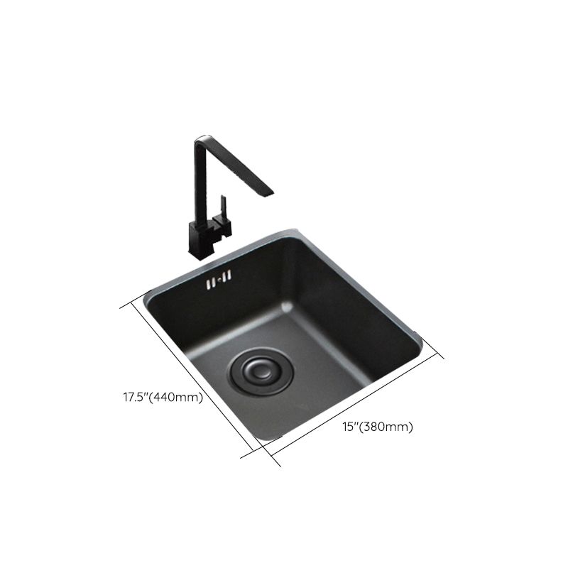 Black Stainless Steel Sink Single Bowl Undermount Sink with Basket Strainer
