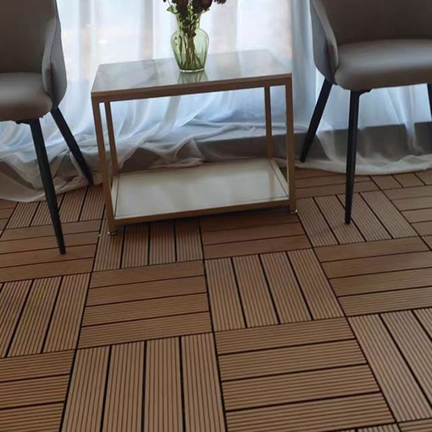 Composite Square Decking Tiles Interlocking Striped Pattern Patio Flooring Tiles