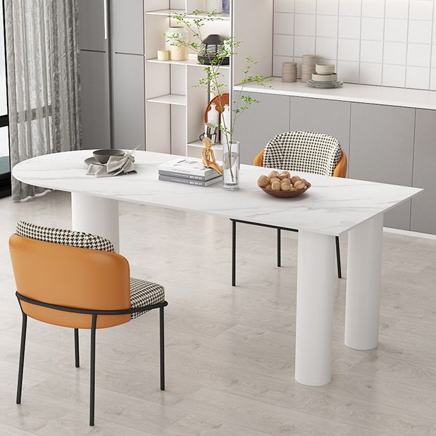 Gratis vorm 3 poten moderne stijl eettafel witte vaste tafel met gesinterde steen