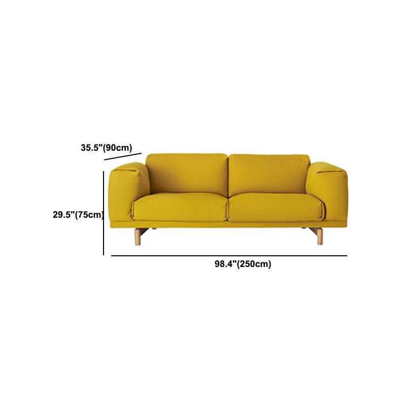 35.43 inch Wide Linen Sofa Square Arm Cushions Sofa in Yellow