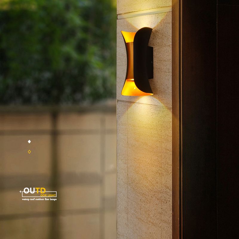 Modern Style Aluminum Wall Mounted Light Fixture 2-Lights Curved Sconce Lighting